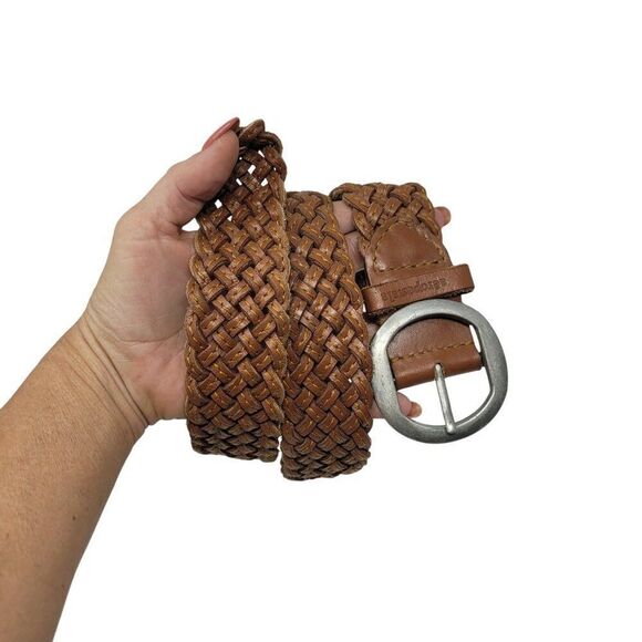 Vtg Aeropostale Braided Weaved Cognac Brown Leather Belt‎ Sz  L Western Cowgirl main image 5